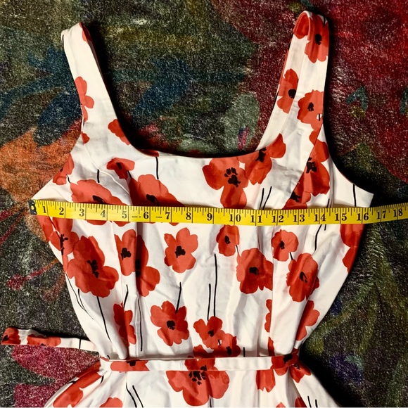 SOLD 💜 Breakin' Loose VTG Y2K White Red Floral Sleeveless Midi Dress - Picture 4 of 6
